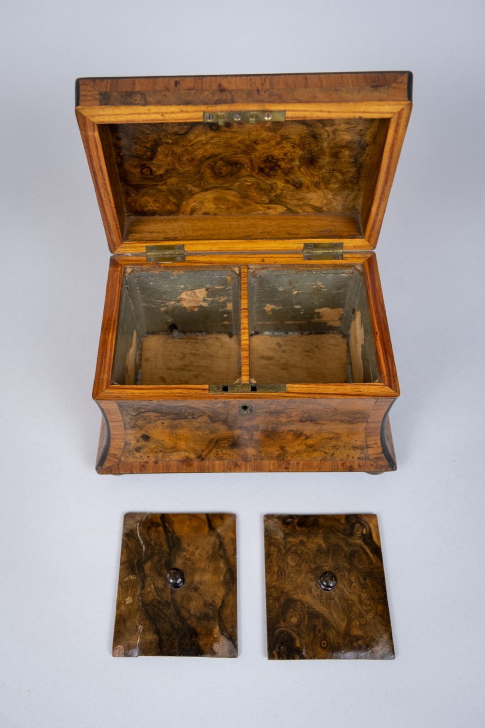 19th Century Walnut Waisted Twin Compartment Tea Caddy. View XII