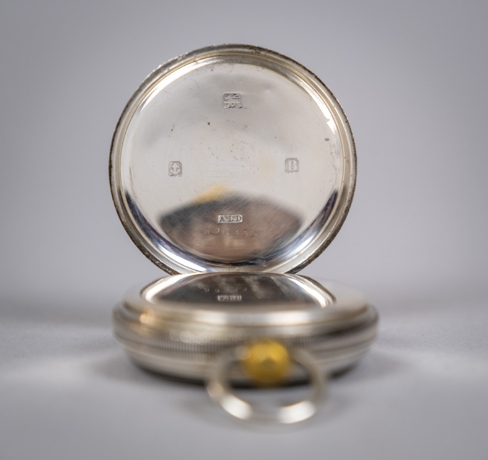 1927 Sterling Silver Swiss 15 Jewel Pocket Watch, Dennison Case. View III