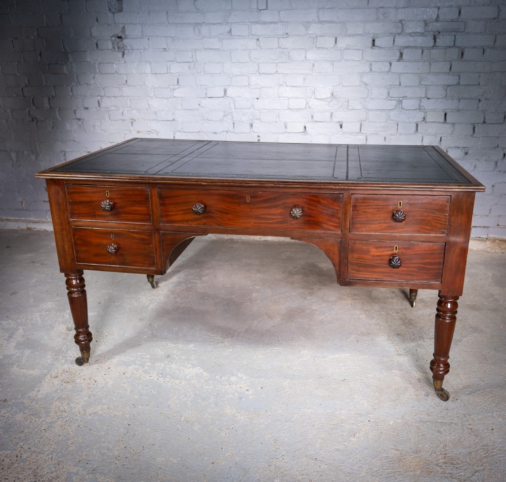 William IV Double Sided Flame Mahogany Library Table With Writing Slope.