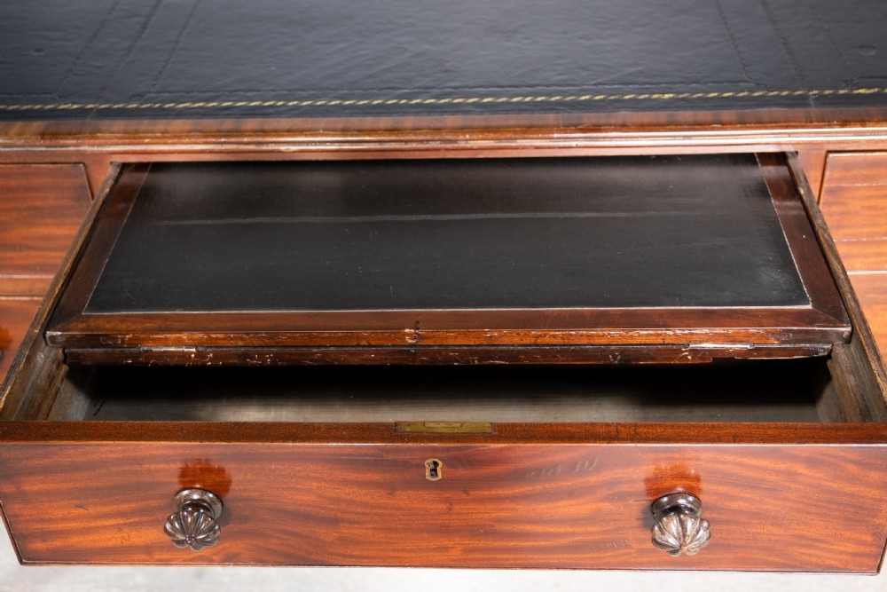 William IV Double Sided Flame Mahogany Library Table With Writing Slope. View VI