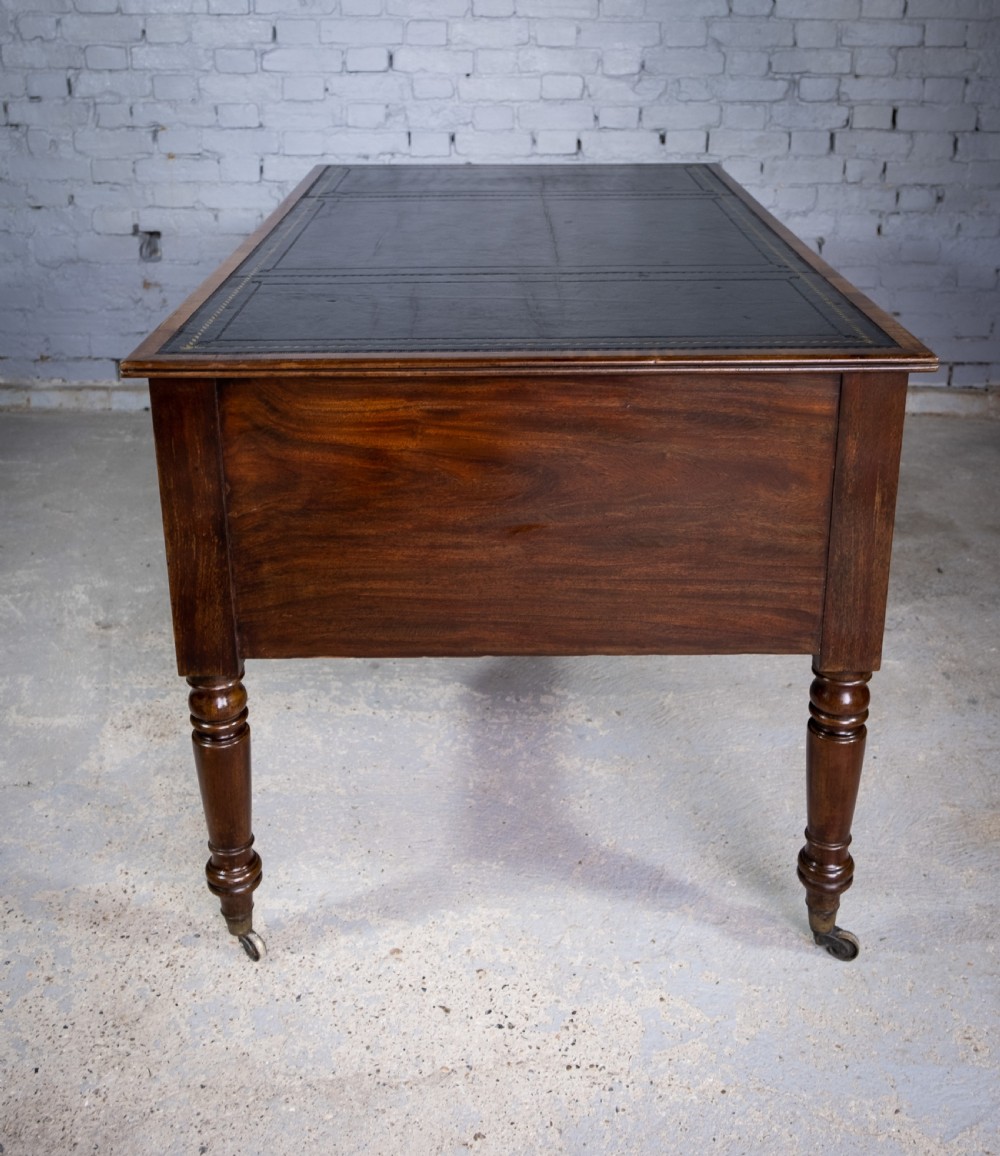 William IV Double Sided Flame Mahogany Library Table With Writing Slope. View VIII