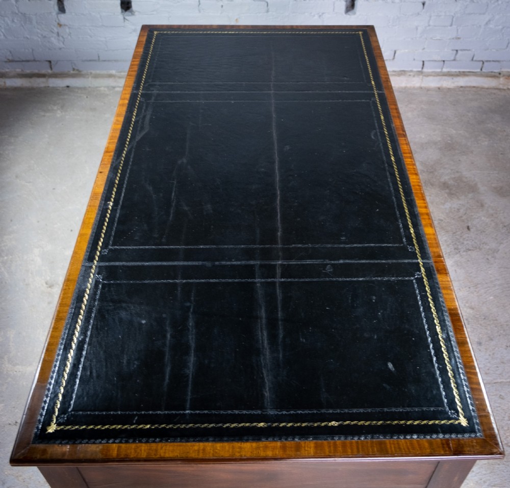 William IV Double Sided Flame Mahogany Library Table With Writing Slope. View IX