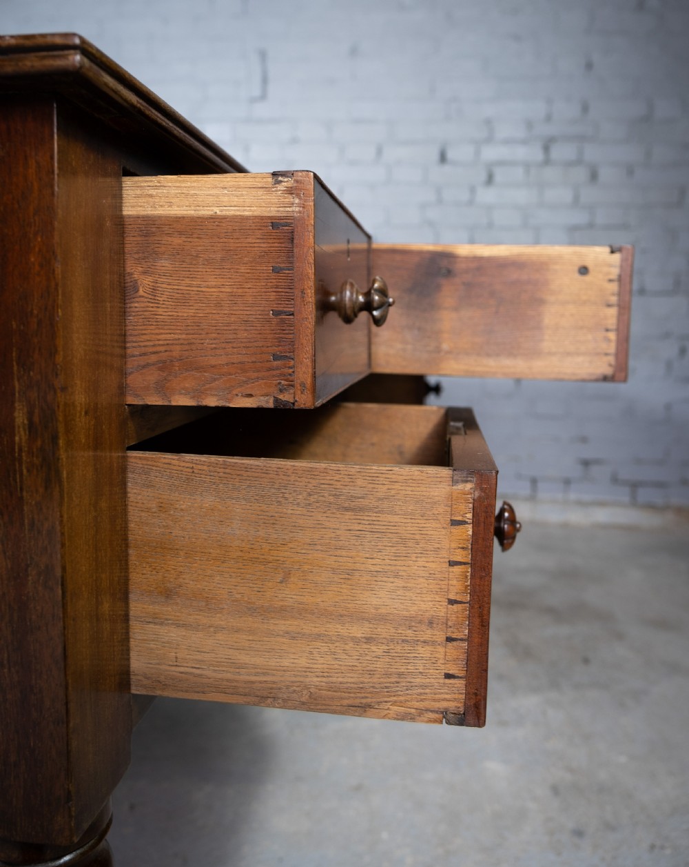 William IV Double Sided Flame Mahogany Library Table With Writing Slope. View XII