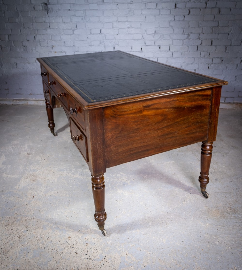 William IV Double Sided Flame Mahogany Library Table With Writing Slope. View XV
