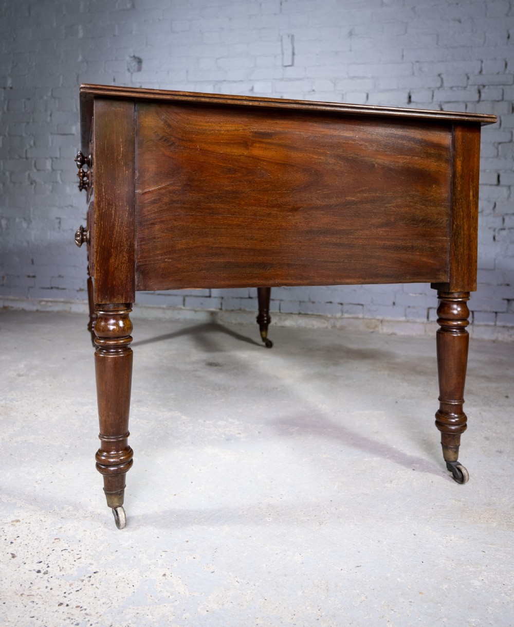 William IV Double Sided Flame Mahogany Library Table With Writing Slope. View XVI