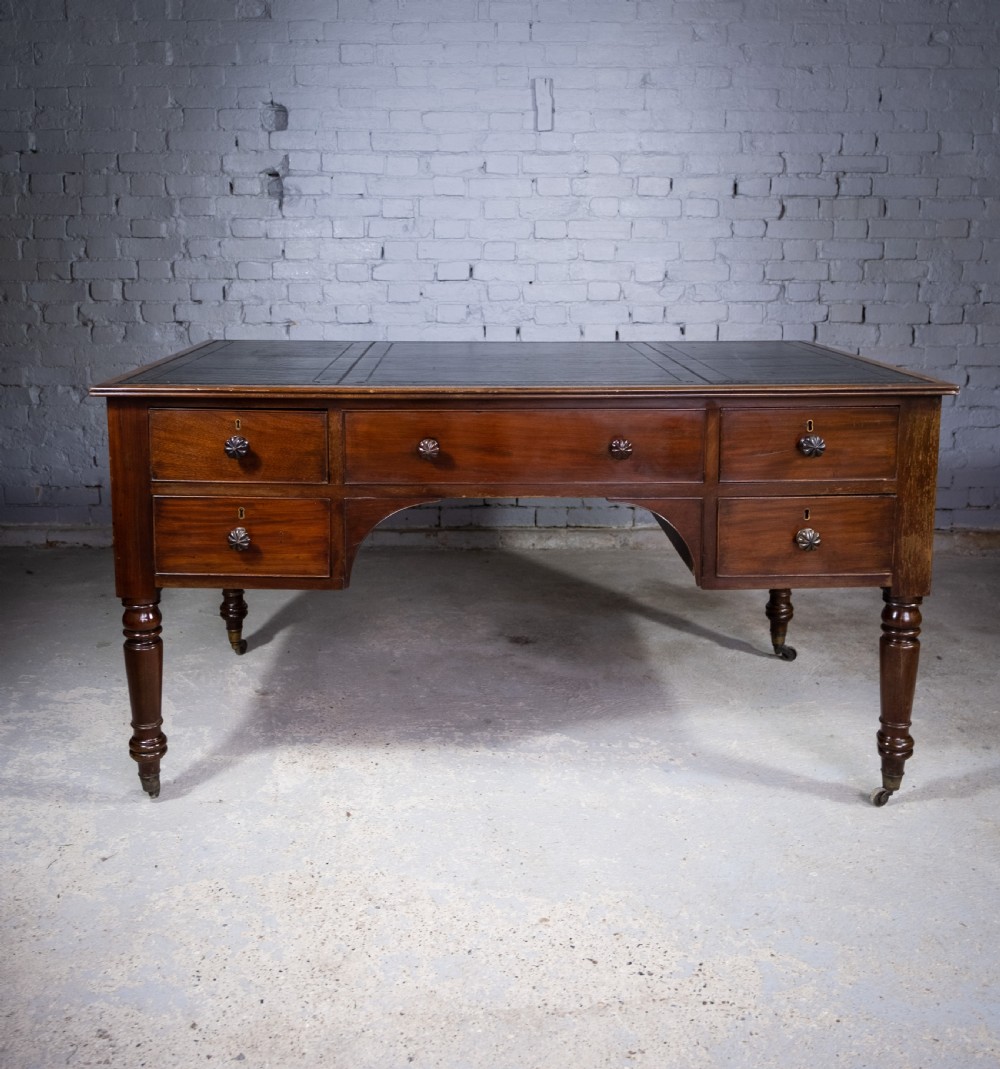William IV Double Sided Flame Mahogany Library Table With Writing Slope. View XVIII