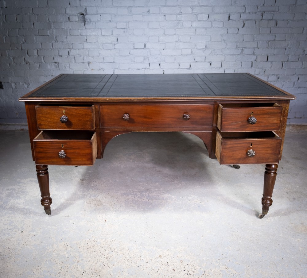 William IV Double Sided Flame Mahogany Library Table With Writing Slope. View XIX
