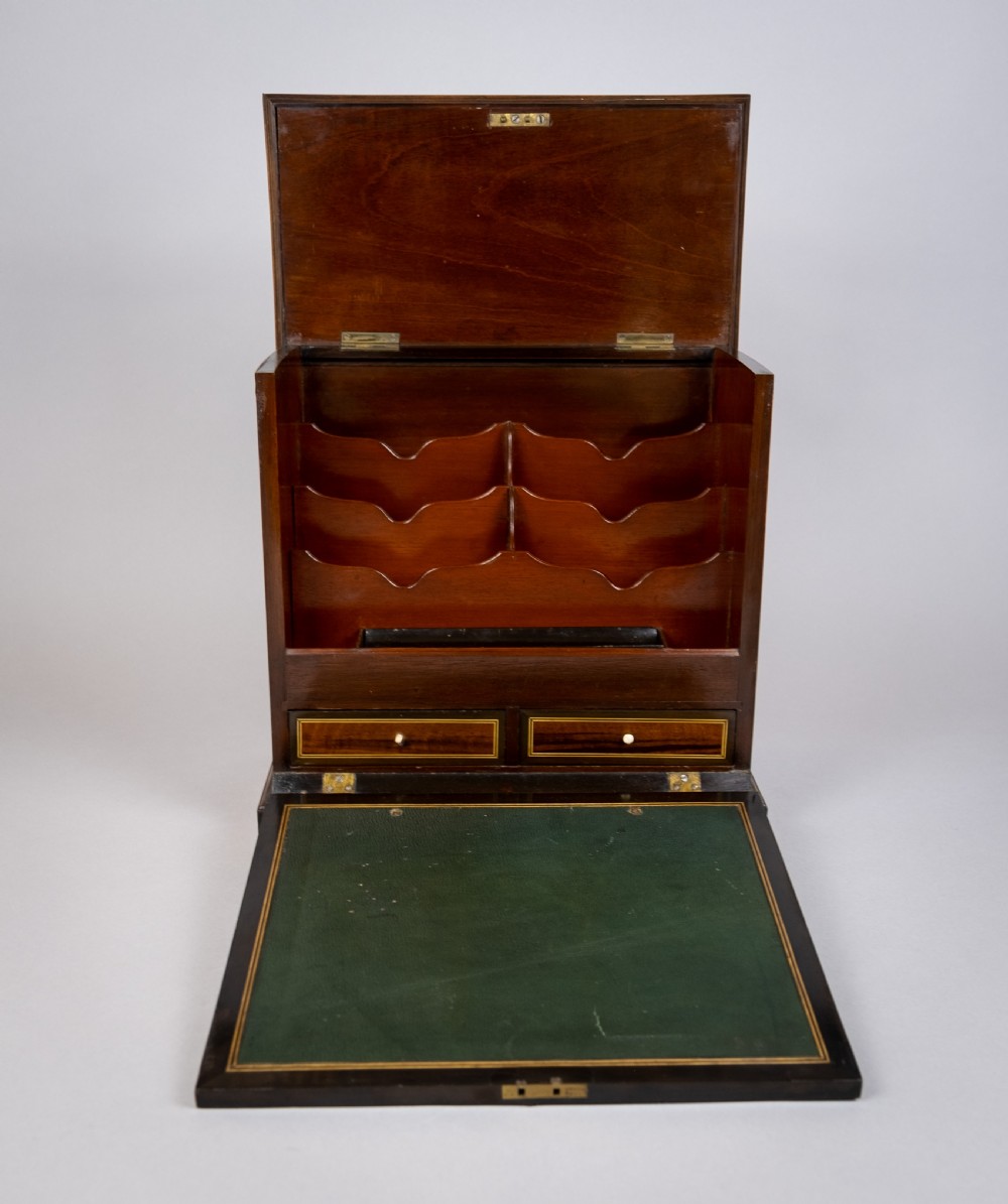 19th Century Inlaid Mahogany Drop Front Stationary Box, c.1880. View IV