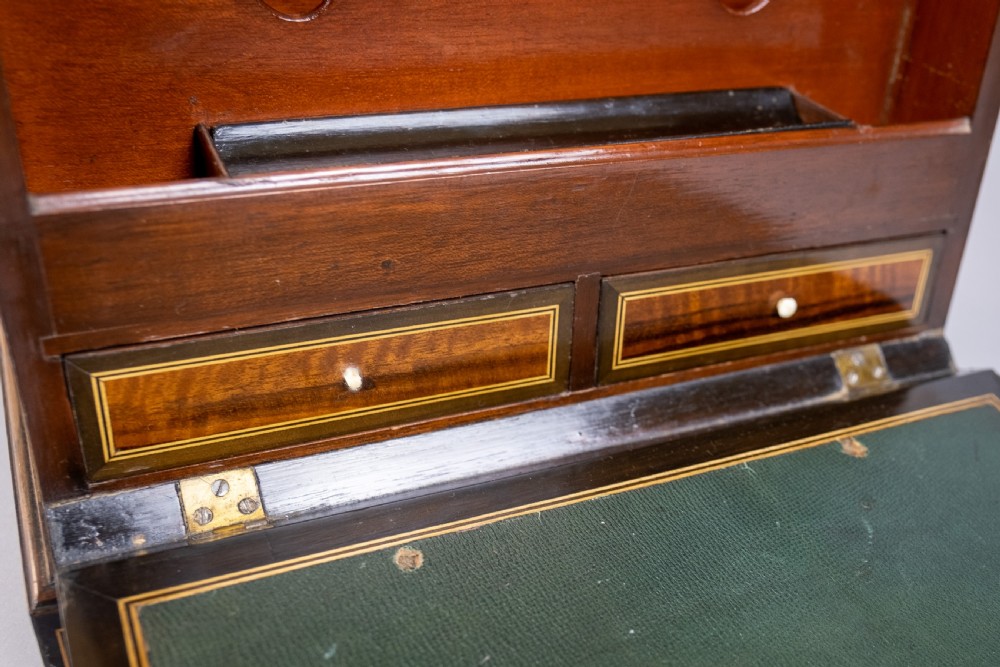 19th Century Inlaid Mahogany Drop Front Stationary Box, c.1880. View VI