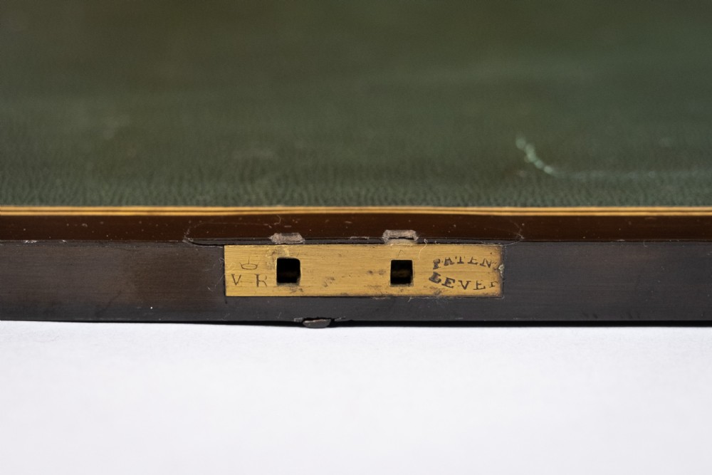 19th Century Inlaid Mahogany Drop Front Stationary Box, c.1880. View VII
