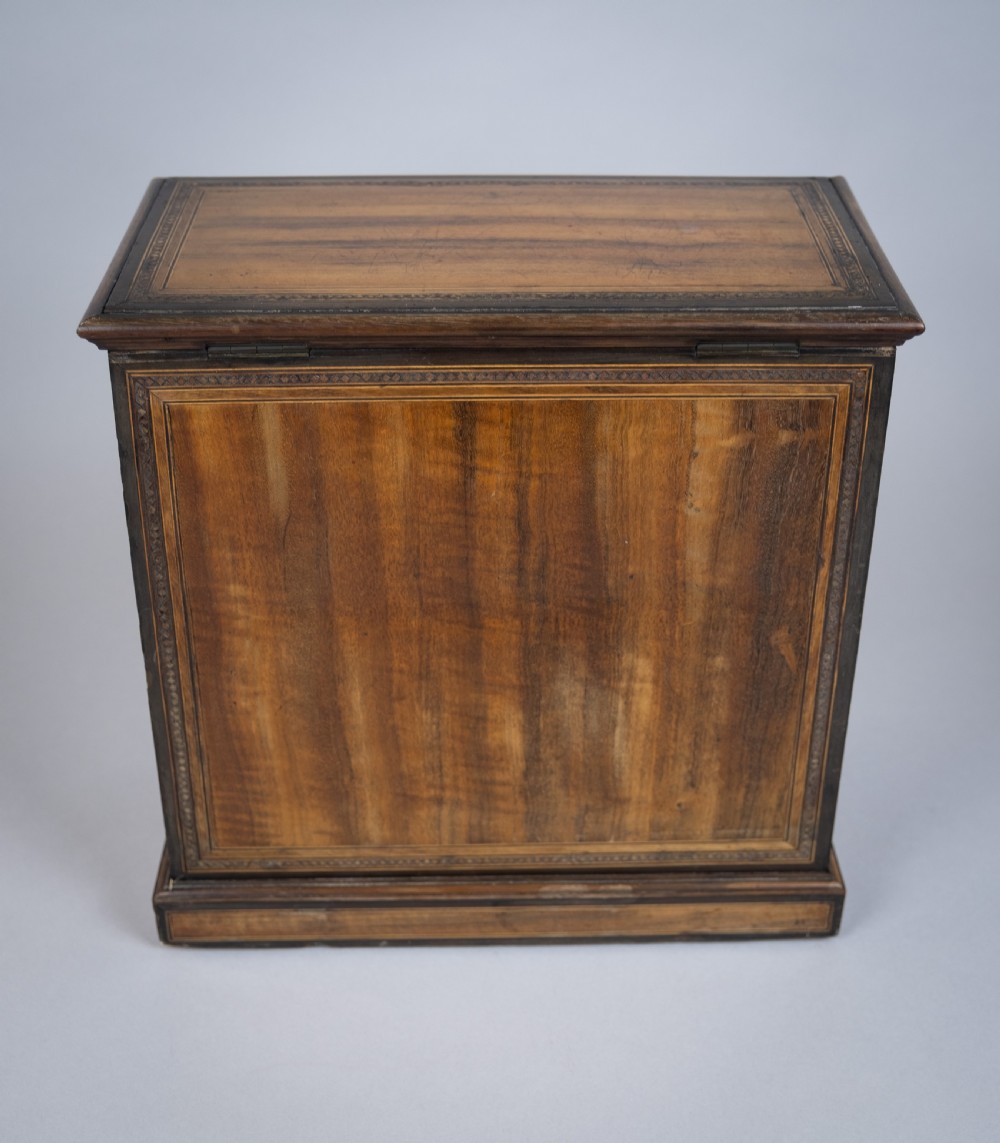 19th Century Inlaid Mahogany Drop Front Stationary Box, c.1880. View XII