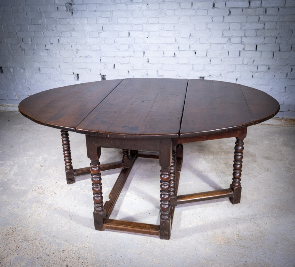 Charles II 17th Century Oak Gate Leg Table. View III