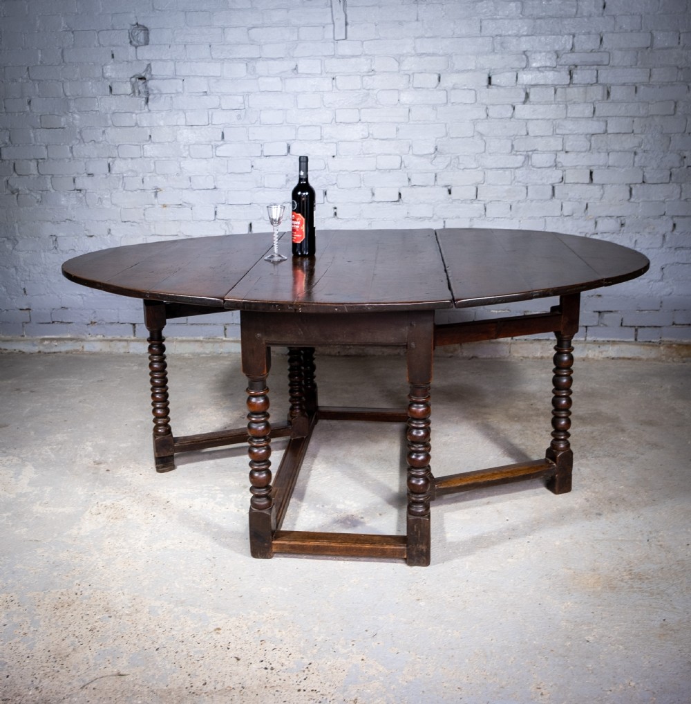 Charles II 17th Century Oak Gate Leg Table. View V