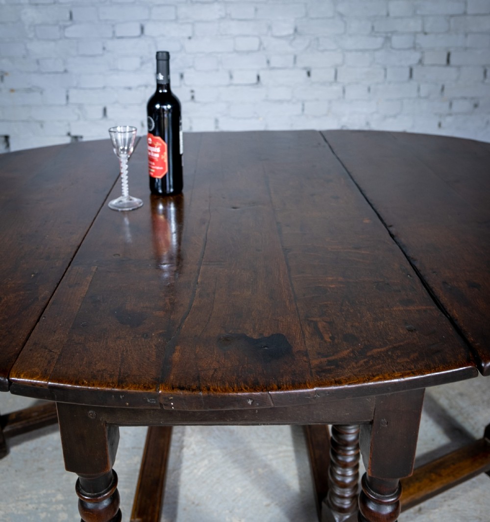 Charles II 17th Century Oak Gate Leg Table. View VI