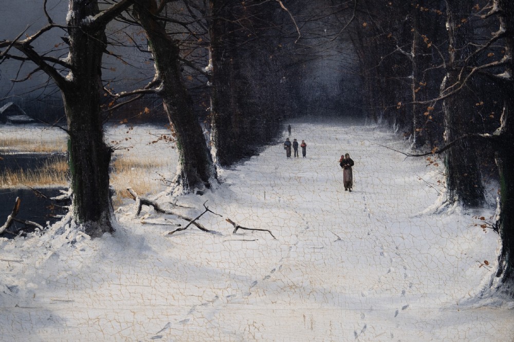 Nils Hans Christiansen (Danish, 1850-1922) - Skaters In A Winter Landscape. View VI
