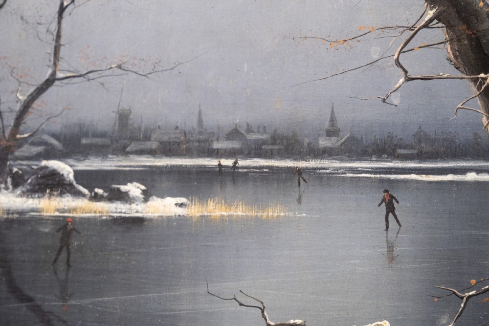 Nils Hans Christiansen (Danish, 1850-1922) - Skaters In A Winter Landscape. View VIII