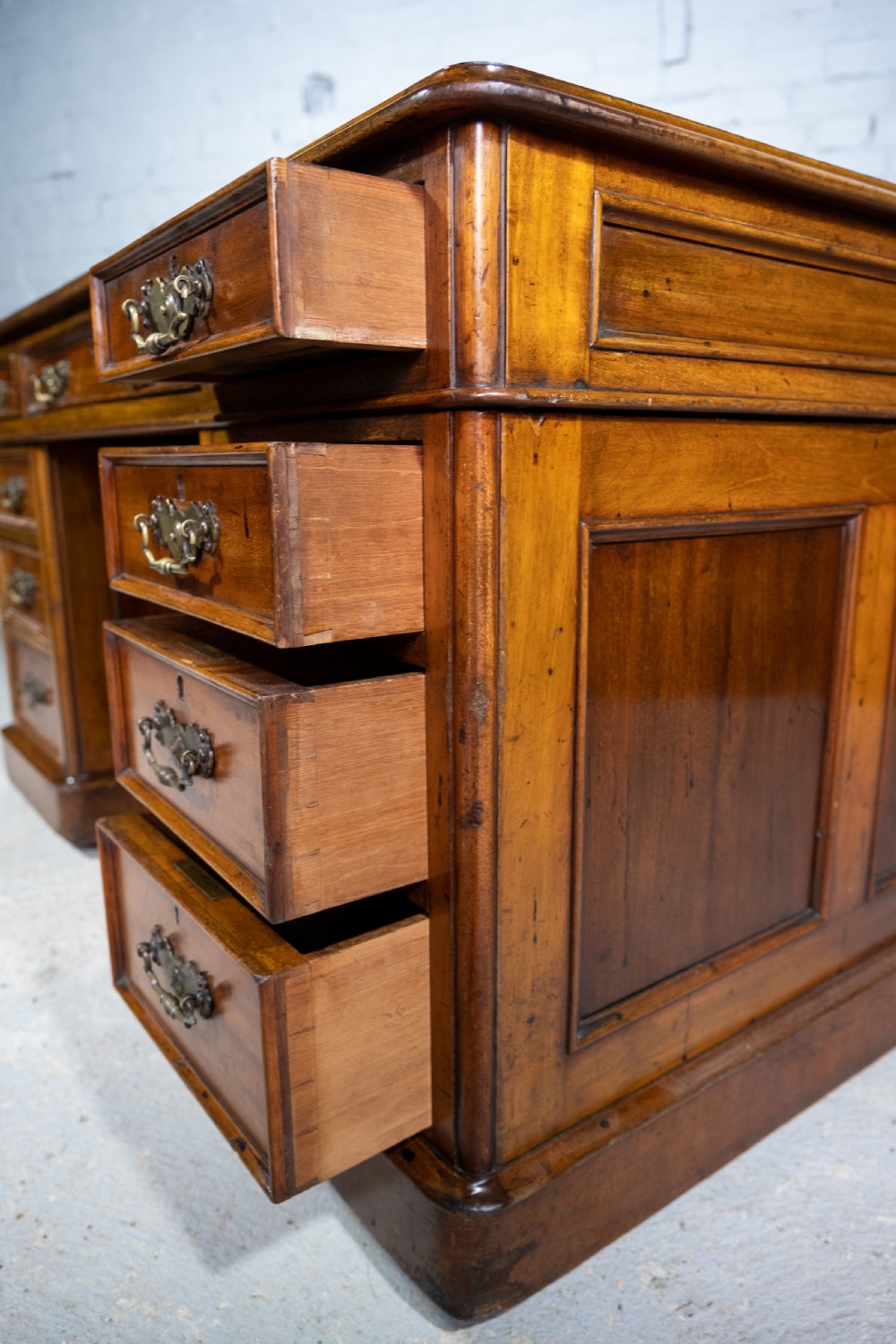 Newson & Co London 19th Century Mahogany Pedestal Desk View VIII