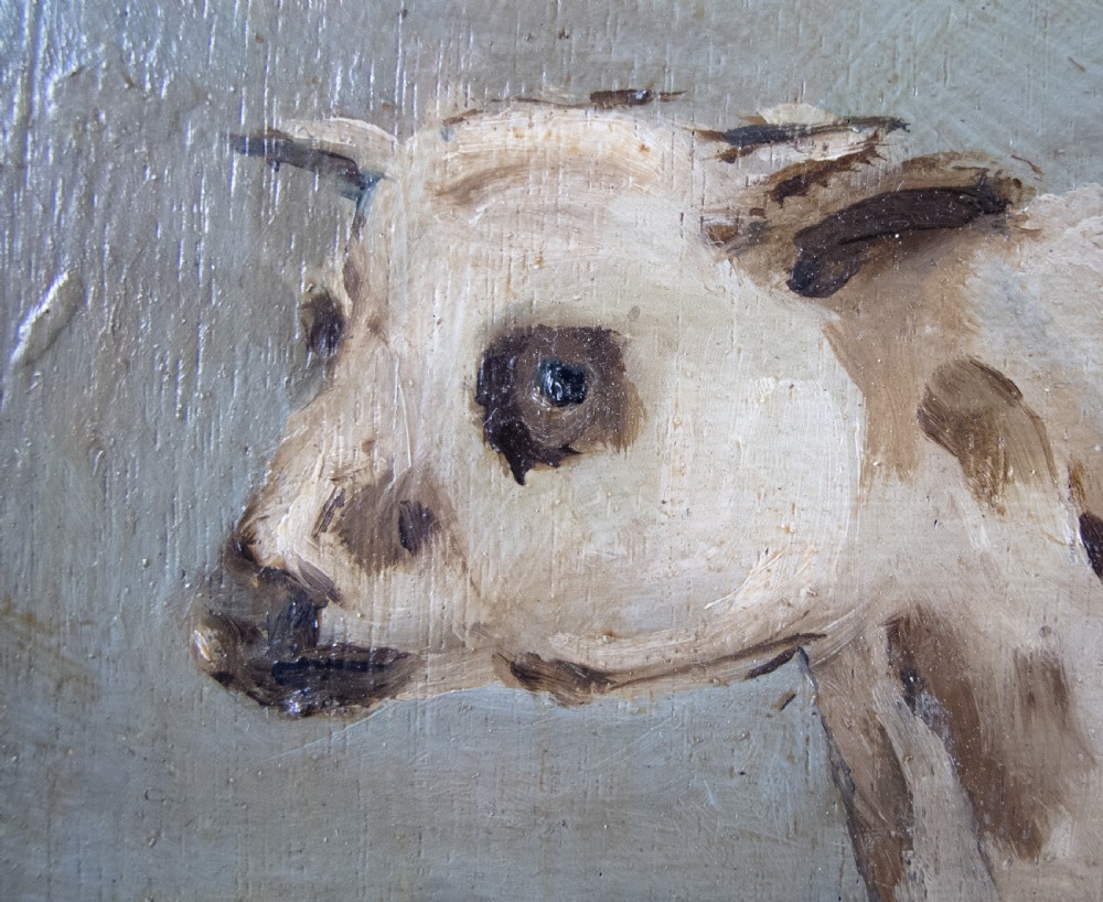 Early 20th Century Prize Bull In Landscape. Dated 1921. Oil On Board. View IV