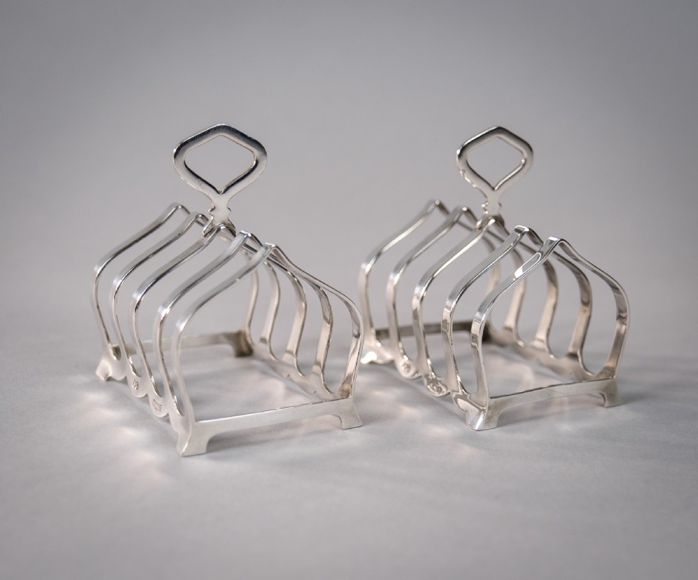 Pair Sterling Silver Toast Racks by William Suckling Ltd, Birmingham, 1964.