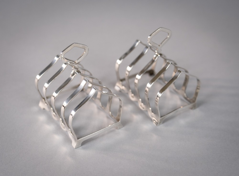 Pair Sterling Silver Toast Racks by William Suckling Ltd, Birmingham, 1964. View II