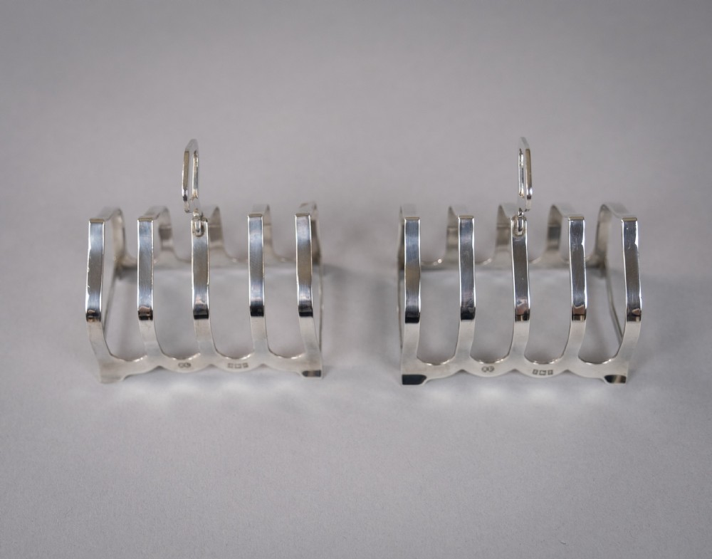 Pair Sterling Silver Toast Racks by William Suckling Ltd, Birmingham, 1964. View IV