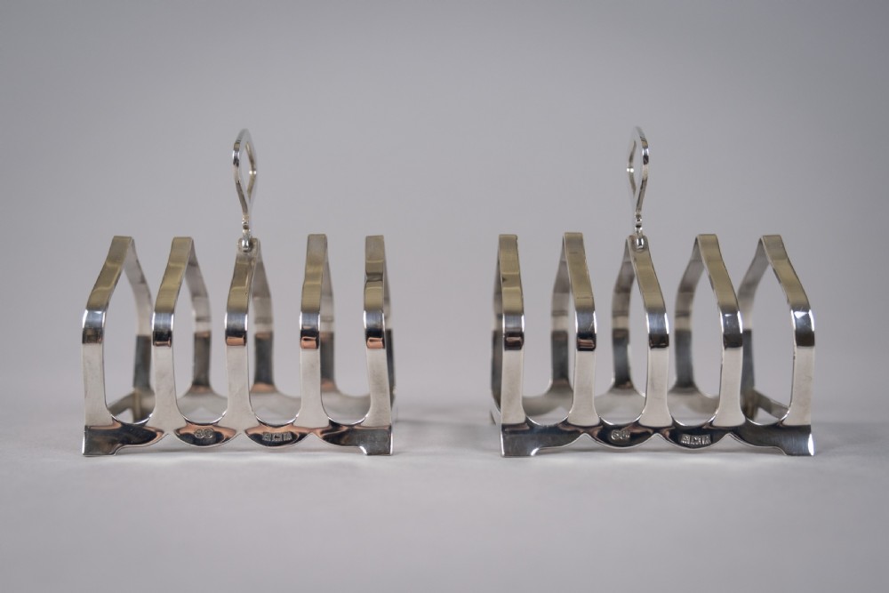 Pair Sterling Silver Toast Racks by William Suckling Ltd, Birmingham, 1964. View V