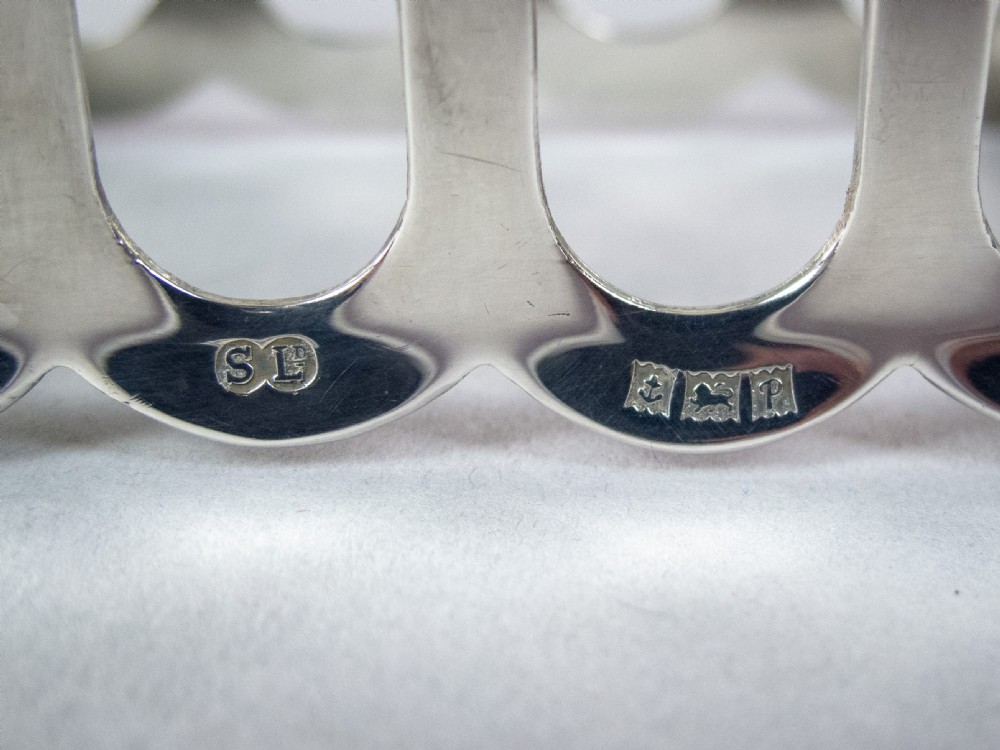 Pair Sterling Silver Toast Racks by William Suckling Ltd, Birmingham, 1964. View VI