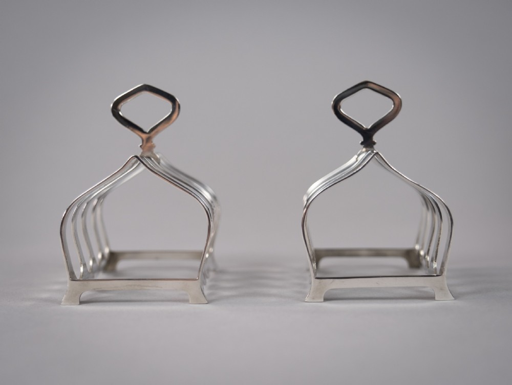 Pair Sterling Silver Toast Racks by William Suckling Ltd, Birmingham, 1964. View VII