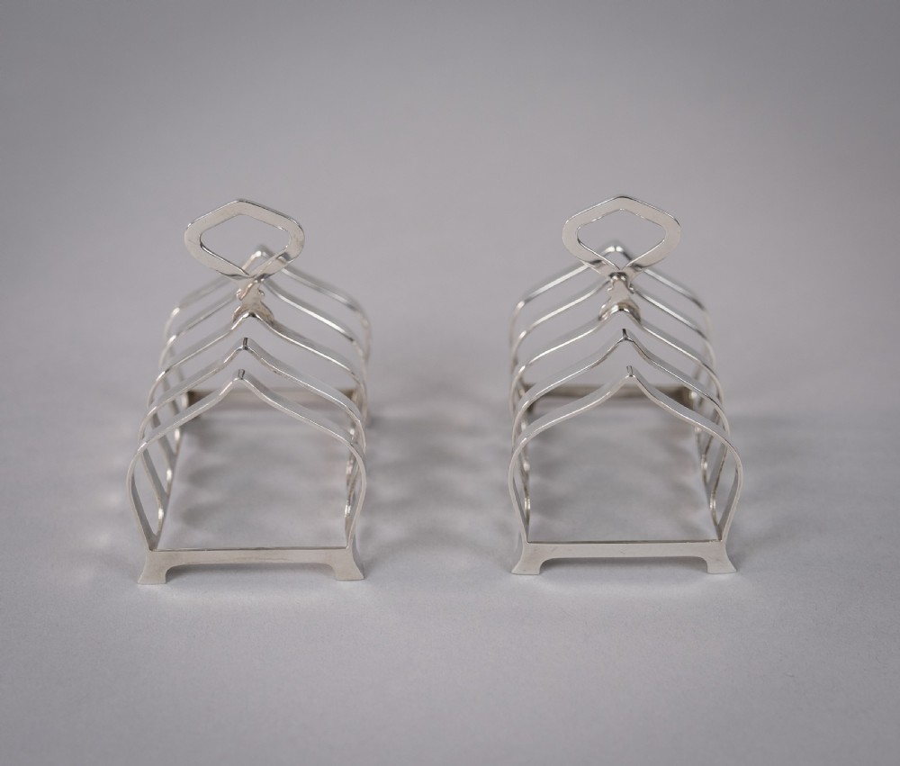 Pair Sterling Silver Toast Racks by William Suckling Ltd, Birmingham, 1964. View VIII