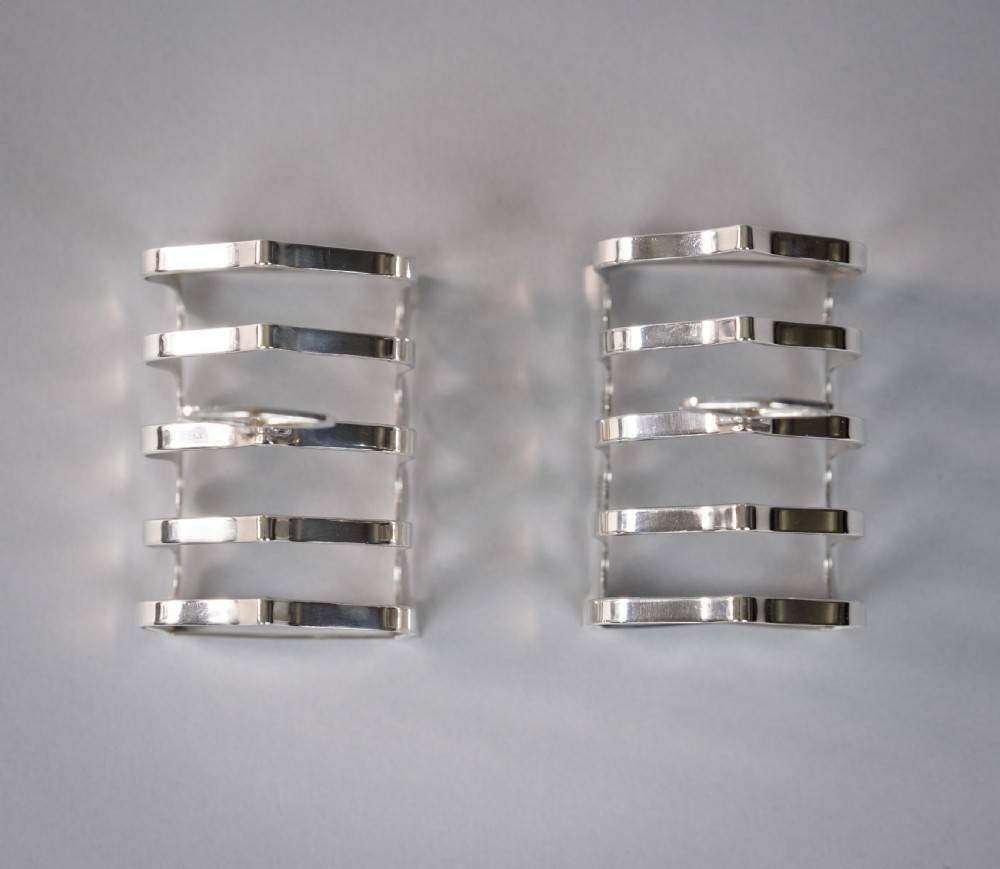 Pair Sterling Silver Toast Racks by William Suckling Ltd, Birmingham, 1964. View X