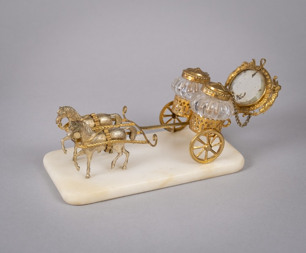 Palais Royale Horse & Carriage Inkwell With Baccarat Glass, c.1860. View II