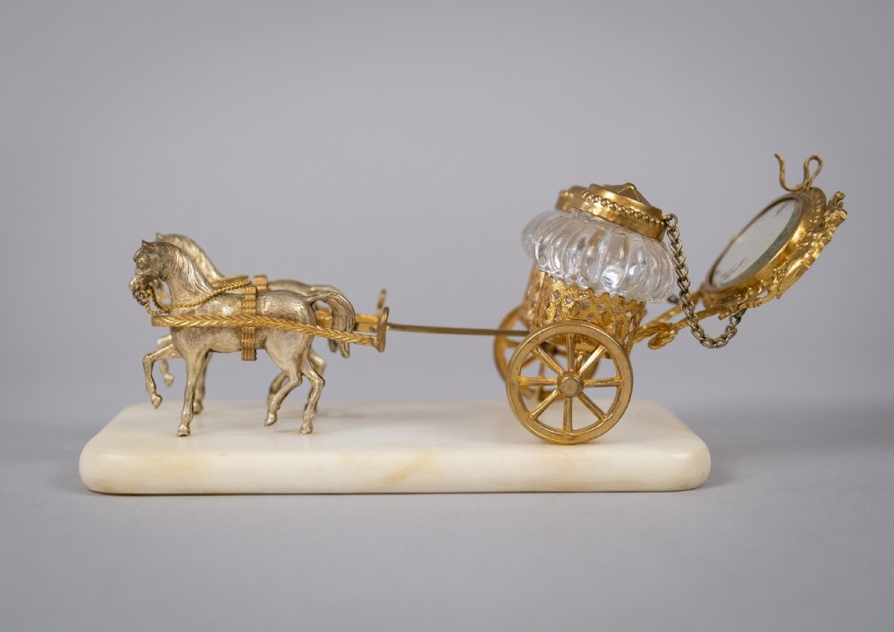 Palais Royale Horse & Carriage Inkwell With Baccarat Glass, c.1860. View IV
