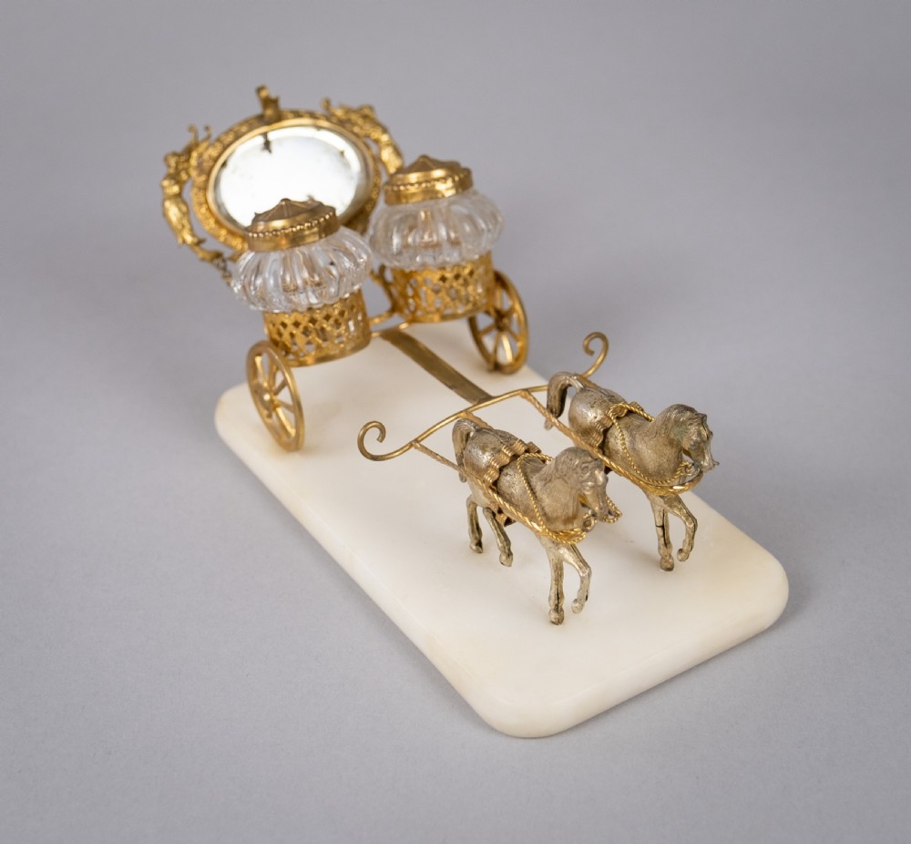 Palais Royale Horse & Carriage Inkwell With Baccarat Glass, c.1860. View VI
