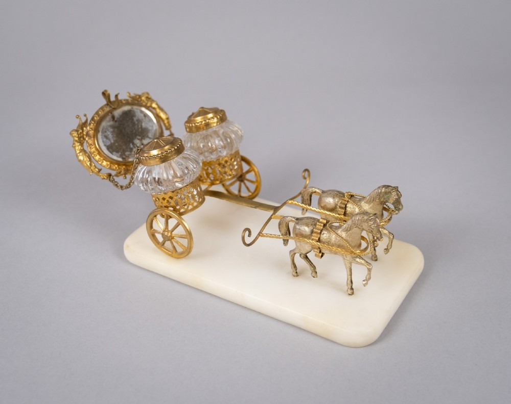 Palais Royale Horse & Carriage Inkwell With Baccarat Glass, c.1860. View VII