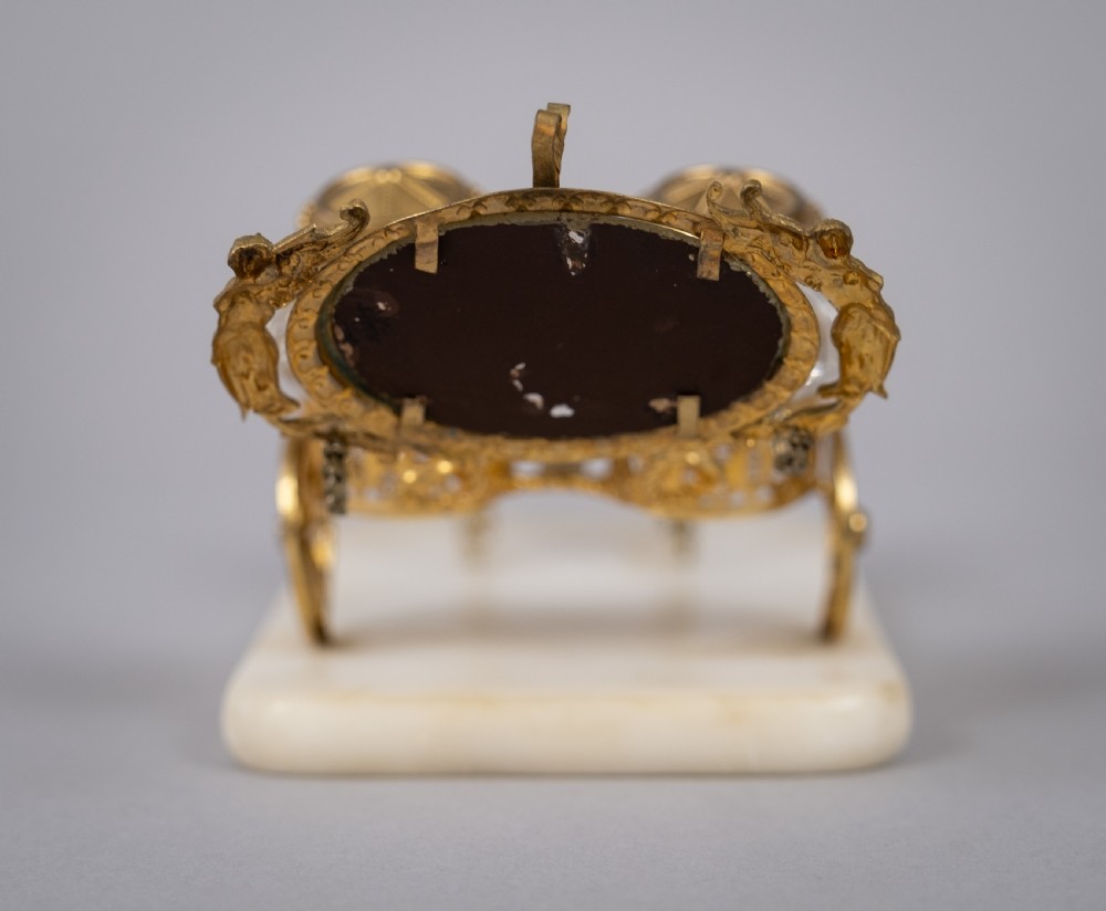 Palais Royale Horse & Carriage Inkwell With Baccarat Glass, c.1860. View XI