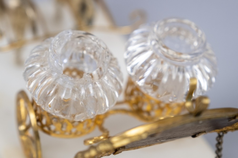 Palais Royale Horse & Carriage Inkwell With Baccarat Glass, c.1860. View XIV