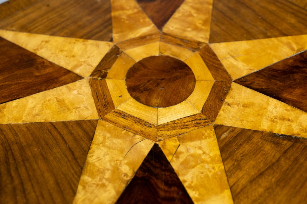 Fine 19th Century Parquetry Inlaid Star Tripod Table. View III
