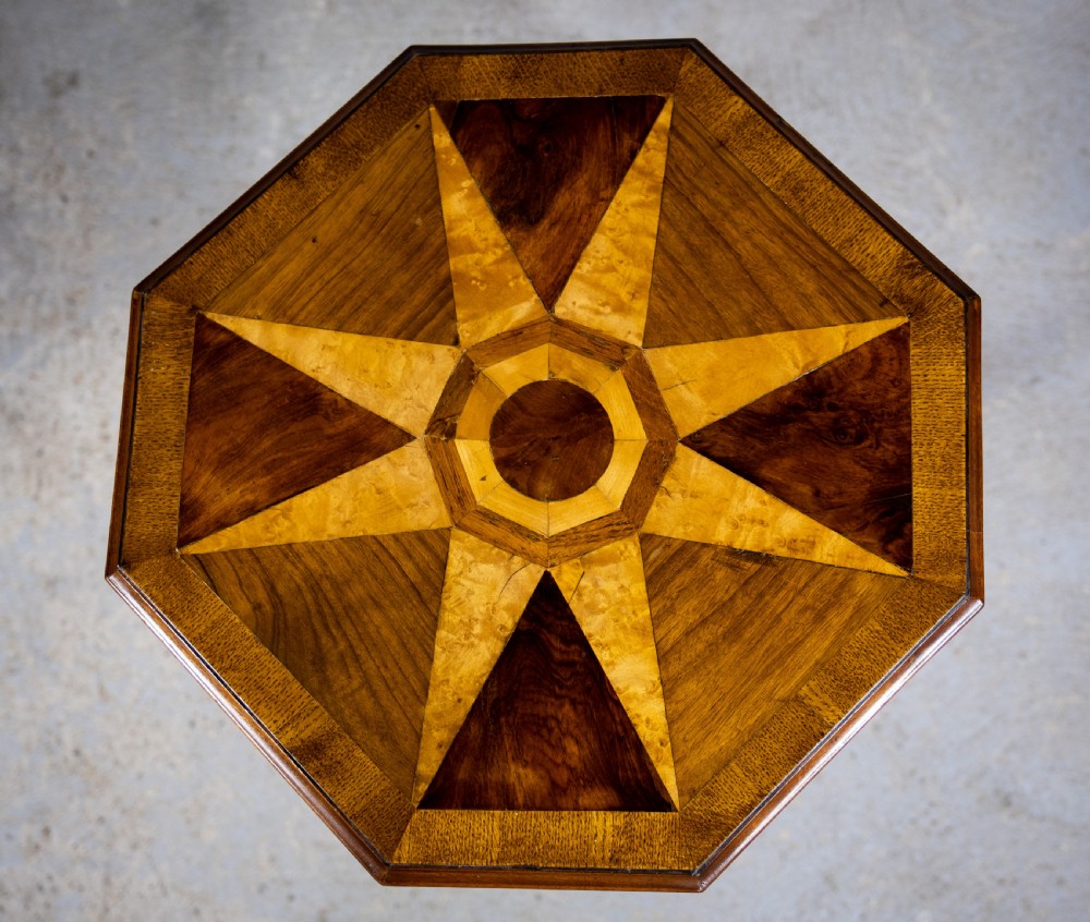 Fine 19th Century Parquetry Inlaid Star Tripod Table. View VII