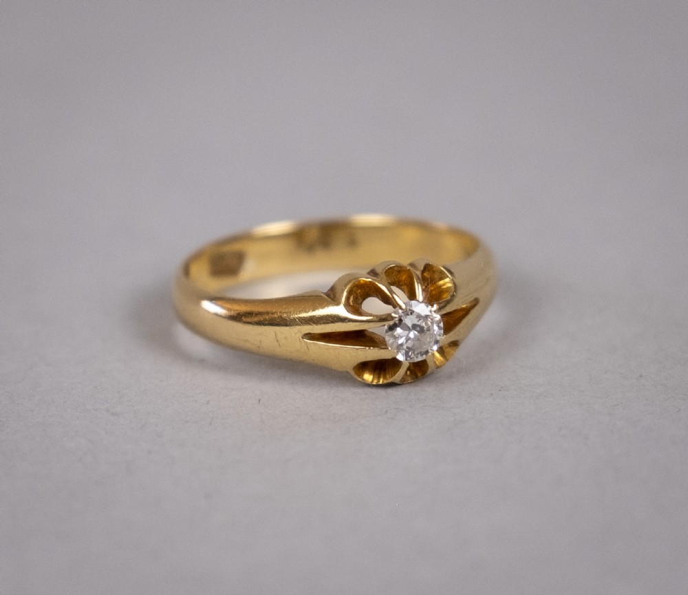 Victorian 18 Carat Gold & Diamond Gypsy Ring. Size R.