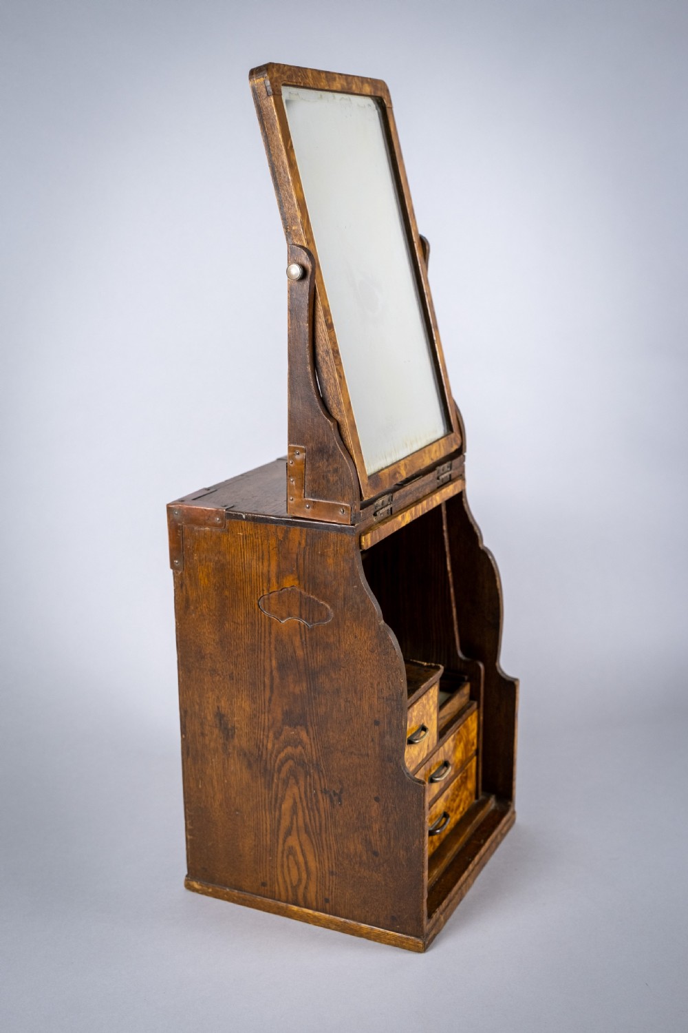 Campaign Style Burr Walnut & Mahogany Folding Vanity Box View VI