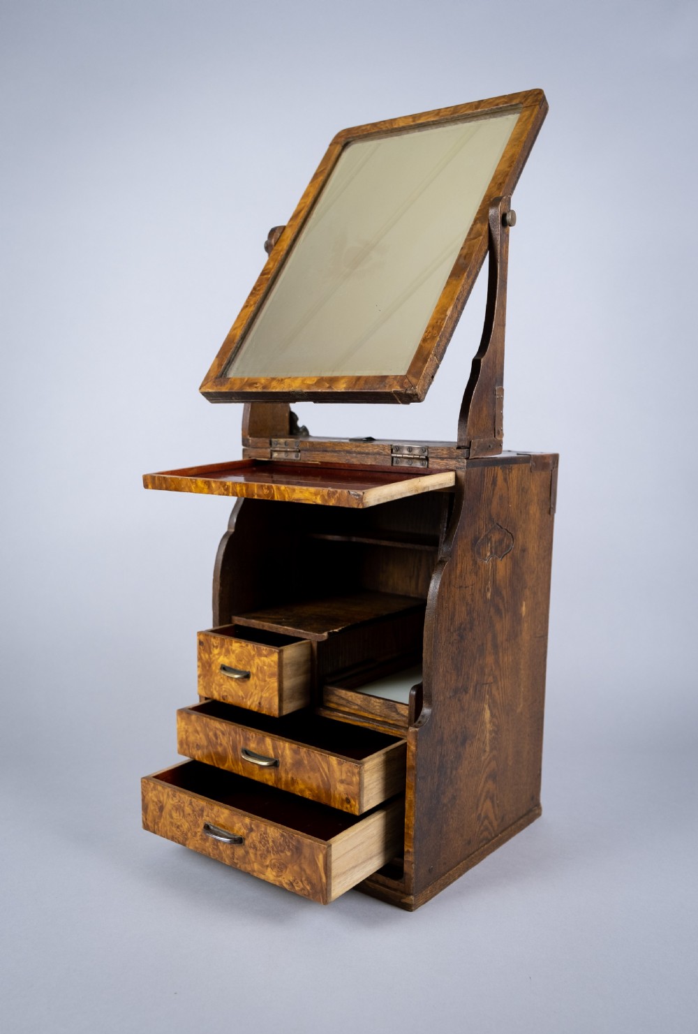 Campaign Style Burr Walnut & Mahogany Folding Vanity Box View X