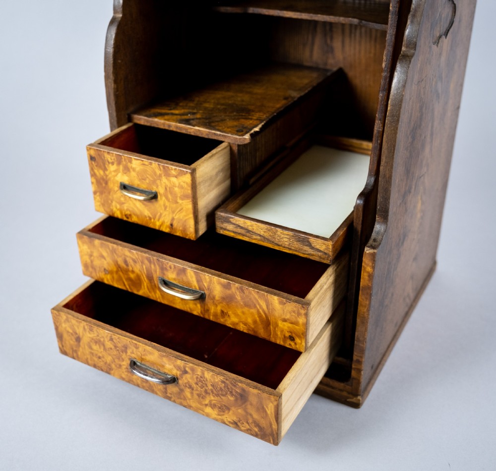 Campaign Style Burr Walnut & Mahogany Folding Vanity Box View XIV