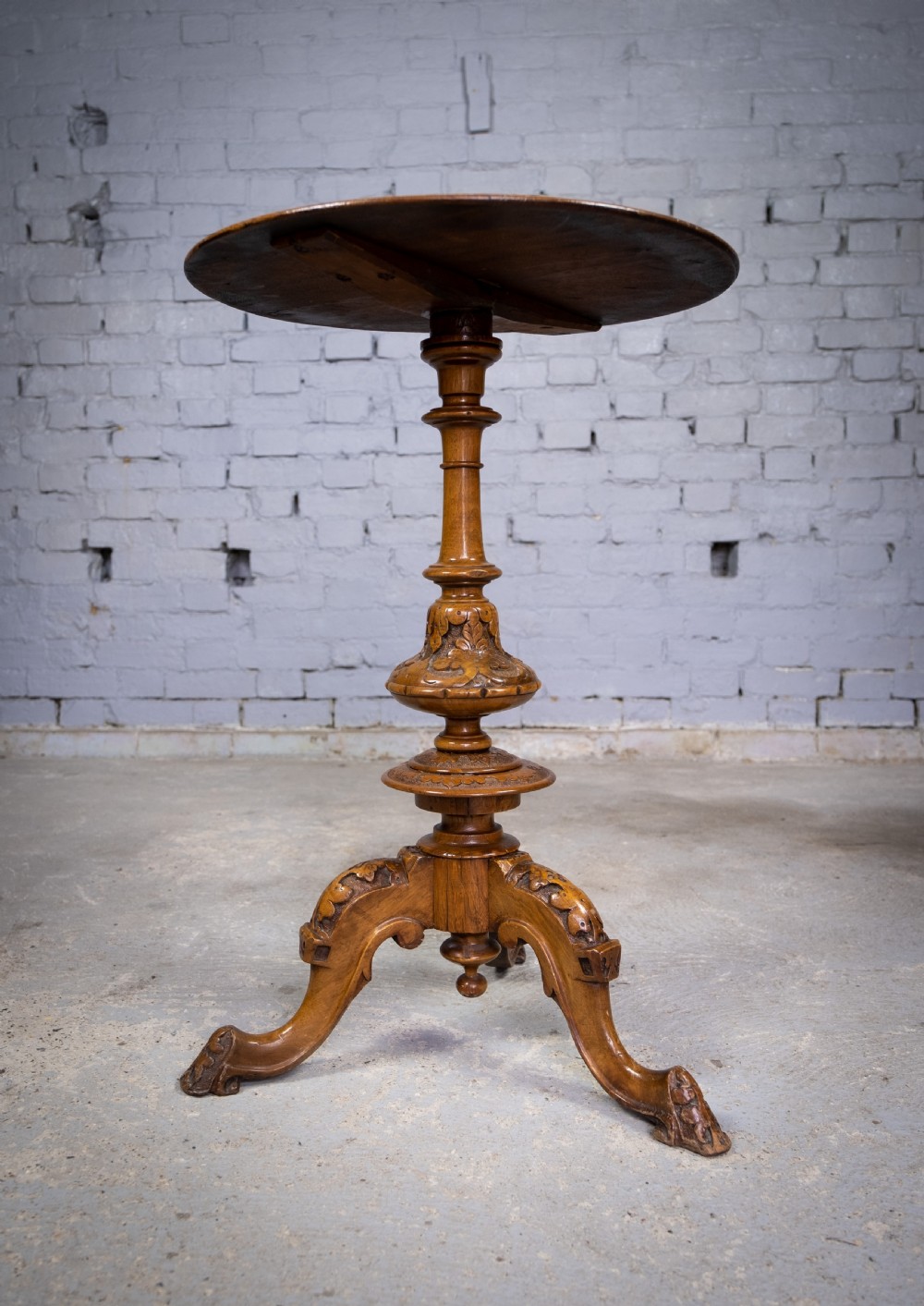 Burr Walnut Marquetry 'George & Dragon' Wine Table, c.1870. View III