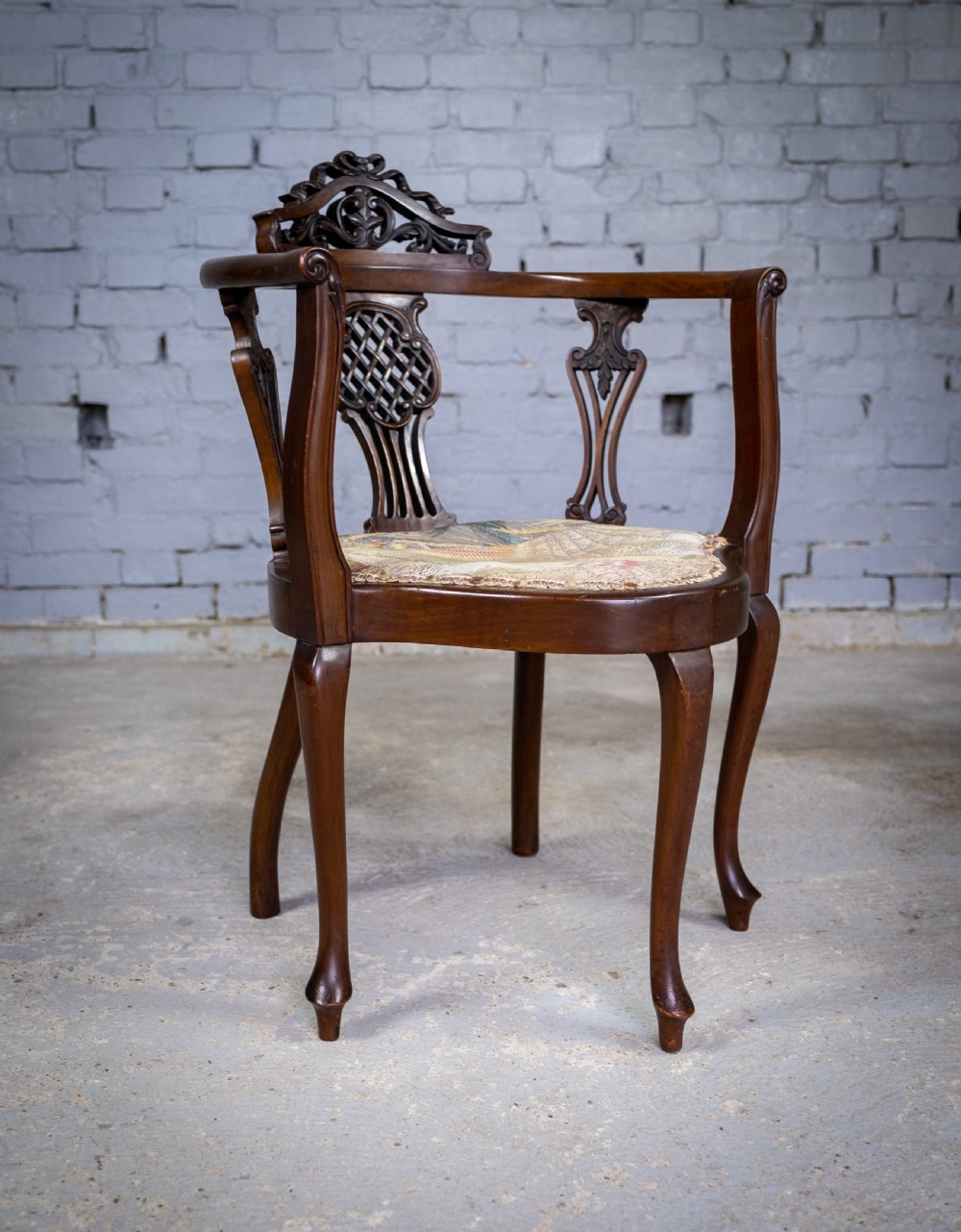 Unusual Victorian Five Leg Mahogany Tub Chair View II