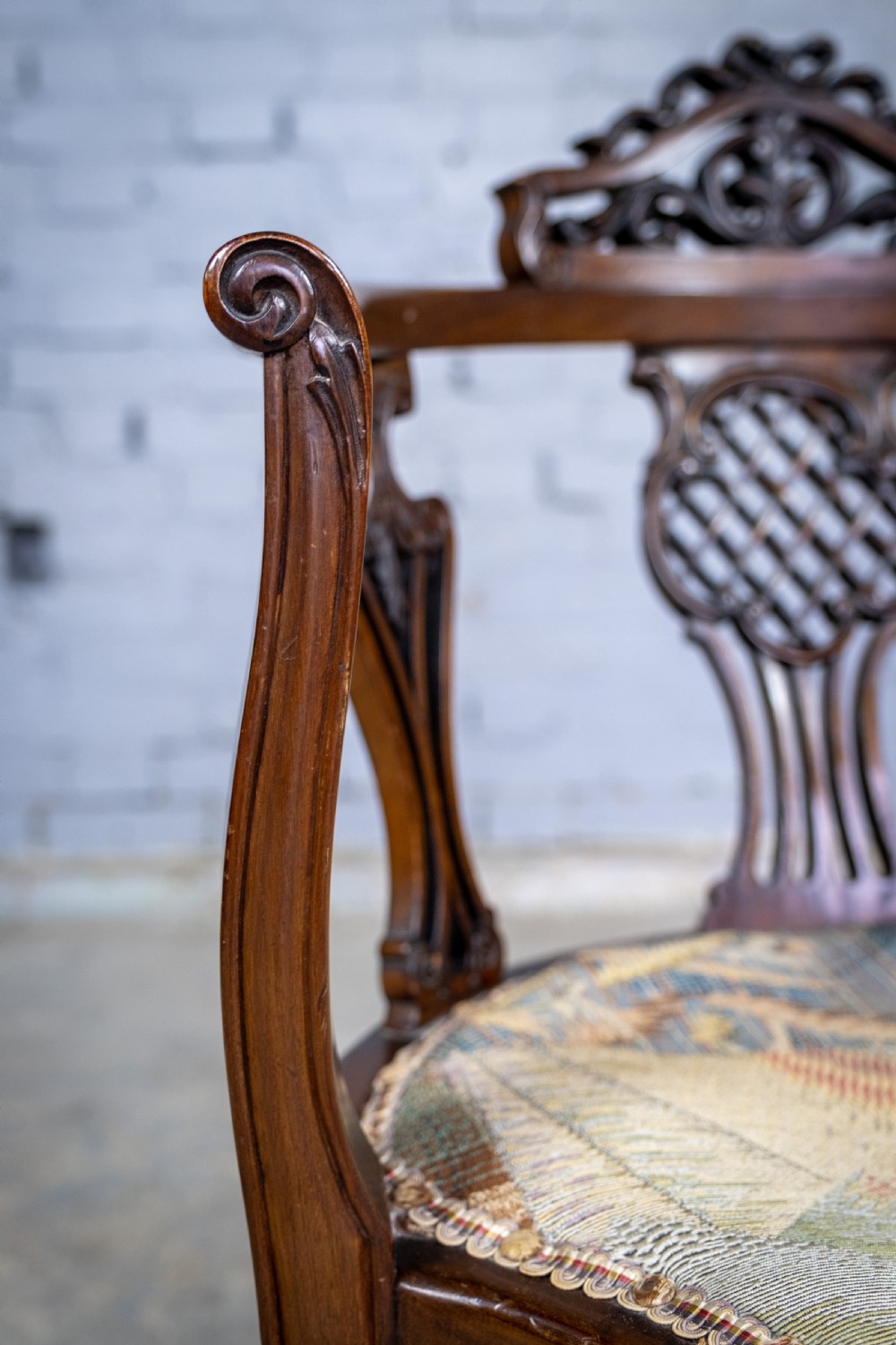 Unusual Victorian Five Leg Mahogany Tub Chair View VI