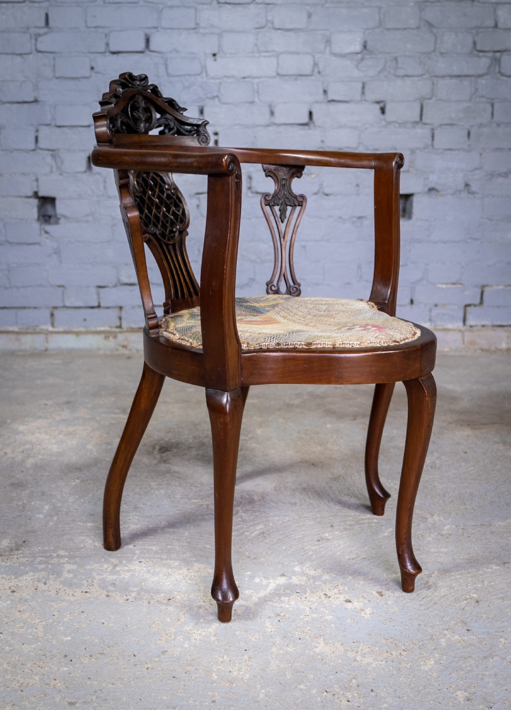 Unusual Victorian Five Leg Mahogany Tub Chair View VII