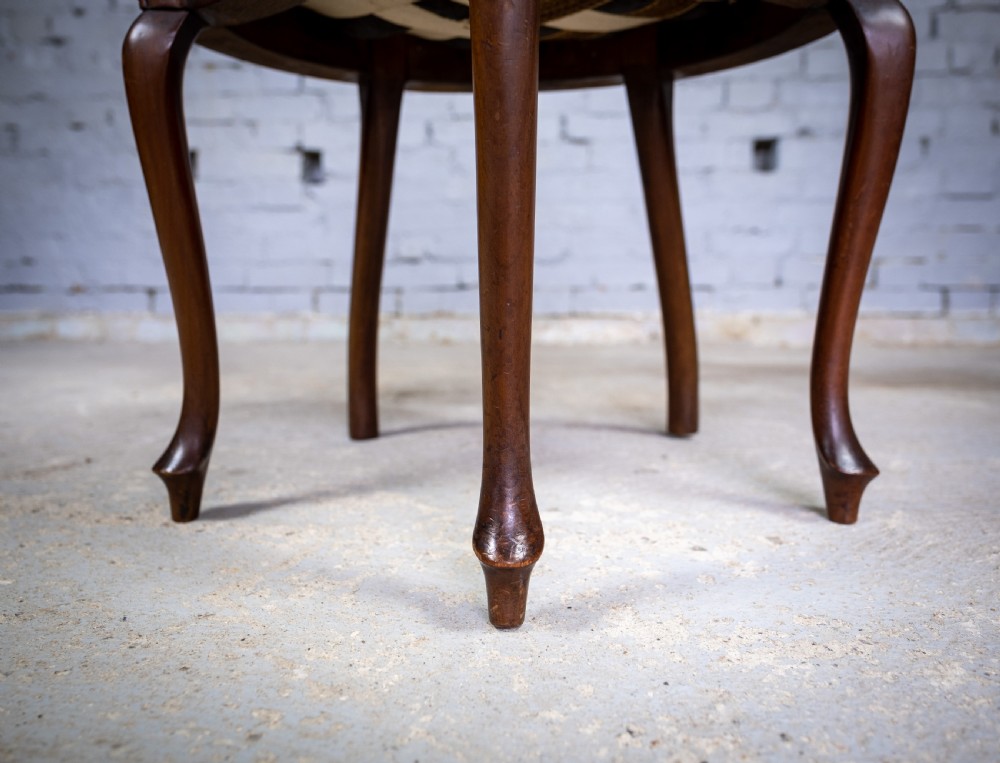 Unusual Victorian Five Leg Mahogany Tub Chair View VIII