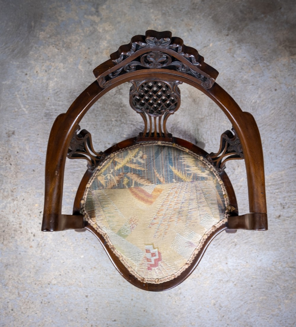 Unusual Victorian Five Leg Mahogany Tub Chair View IX