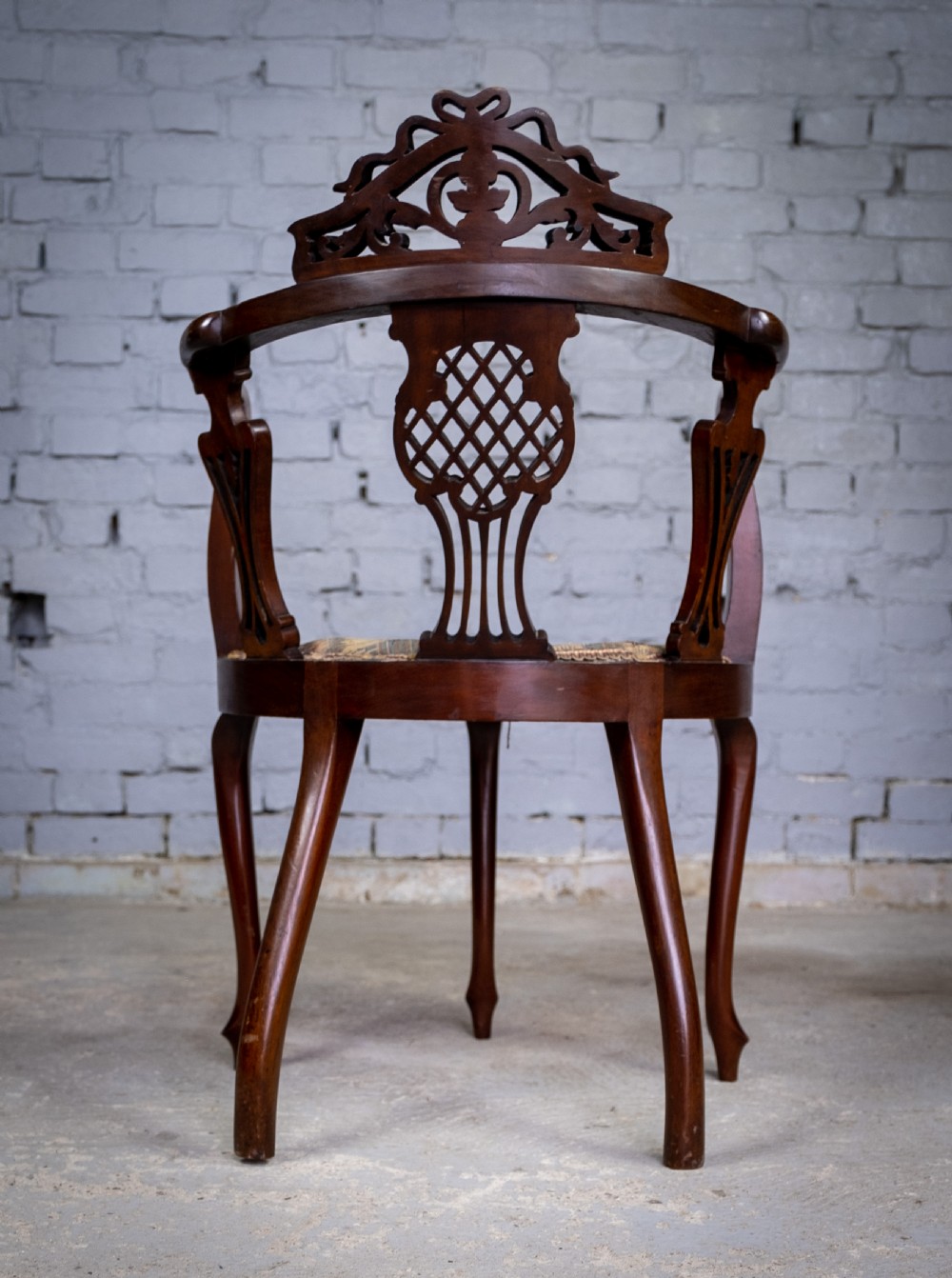 Unusual Victorian Five Leg Mahogany Tub Chair View XI