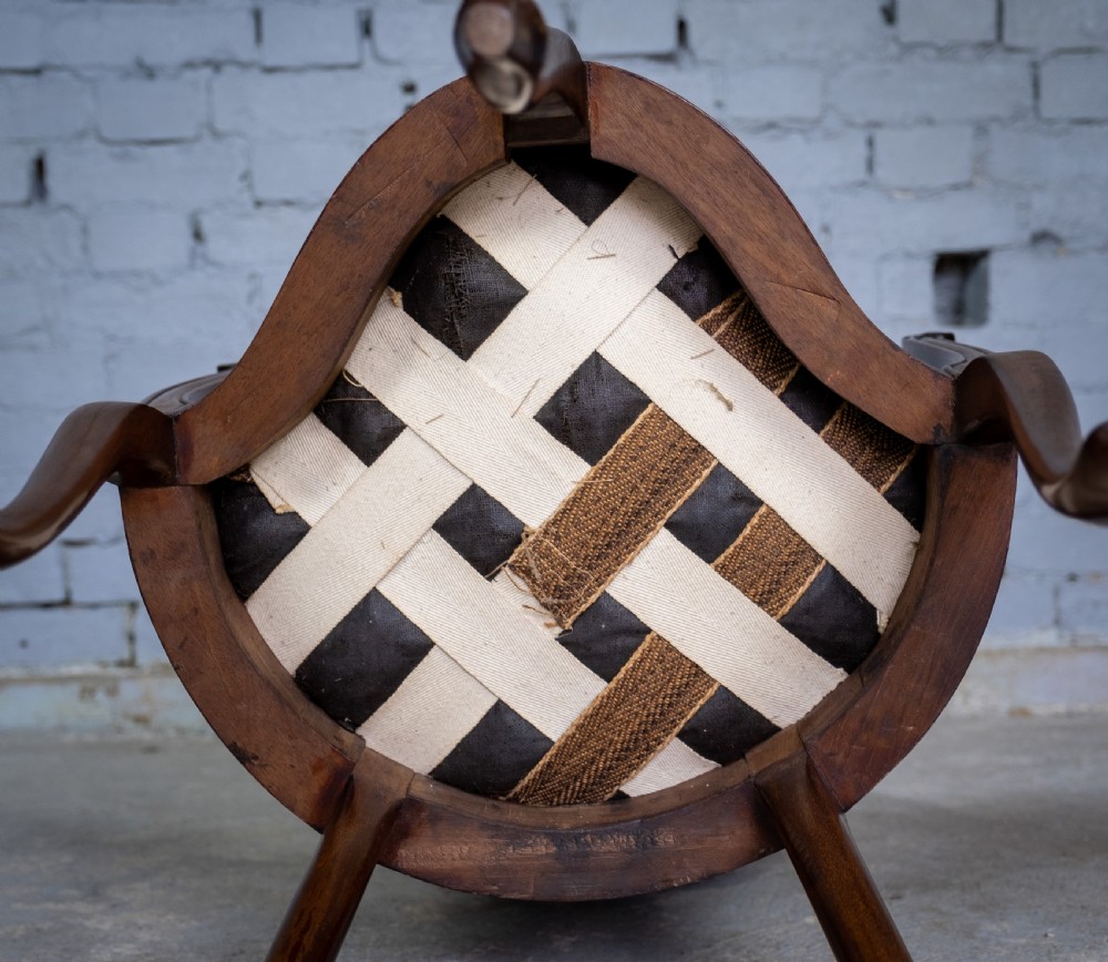 Unusual Victorian Five Leg Mahogany Tub Chair View XII